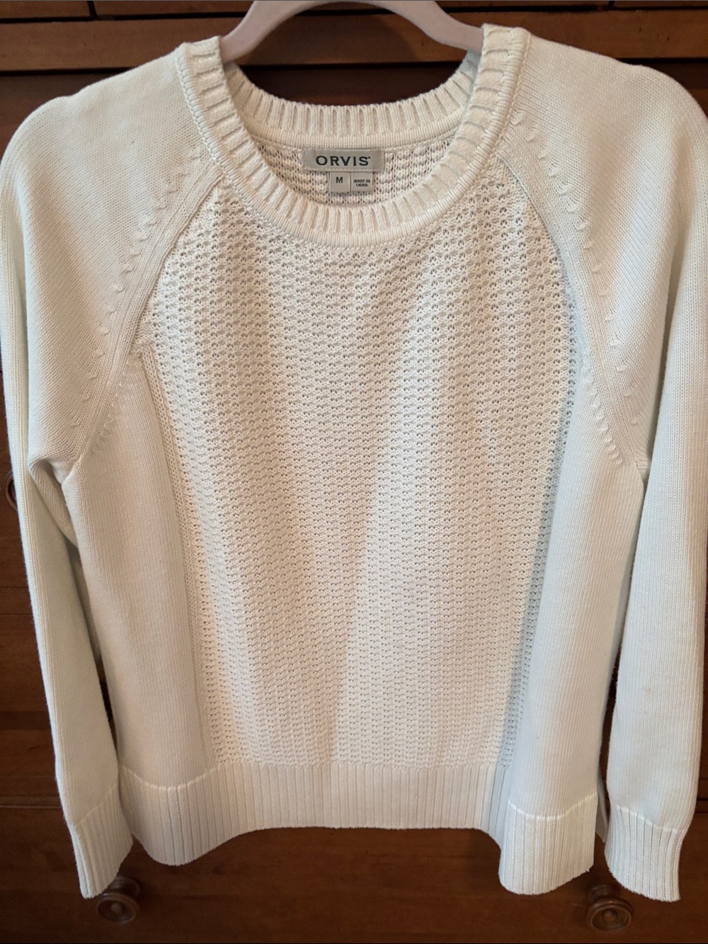 Orvis Women's Cream Open-Knit Crewneck Sweater Sz Medium